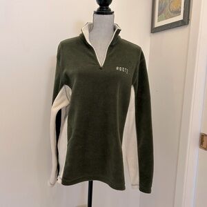 Vintage Roots Women's Fleece zip pullover  - Moss Green and Cream